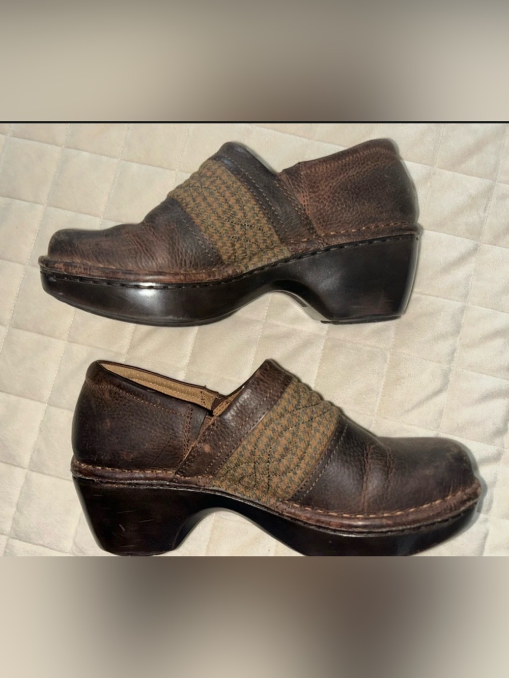 ARIAT Pendleton Womens Leather Slip-On Clogs Chunk Heel Shoes size 7